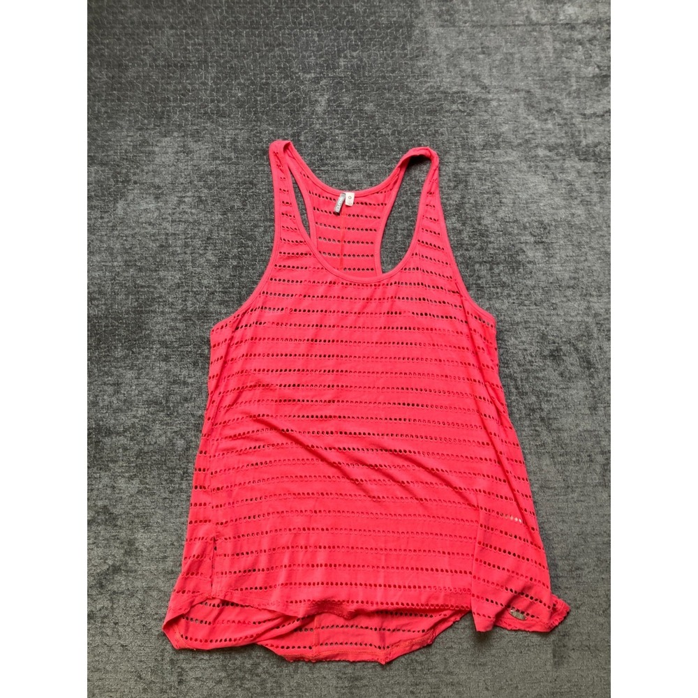 Rip Curl Mesh Tank Top Womens Medium Coral Pink Knit Stretch Scoop Neck Pullover